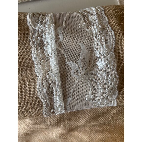 Lot of 3 Vintage Rustic Burlap & Lace Table Runners - Picture 13 of 16
